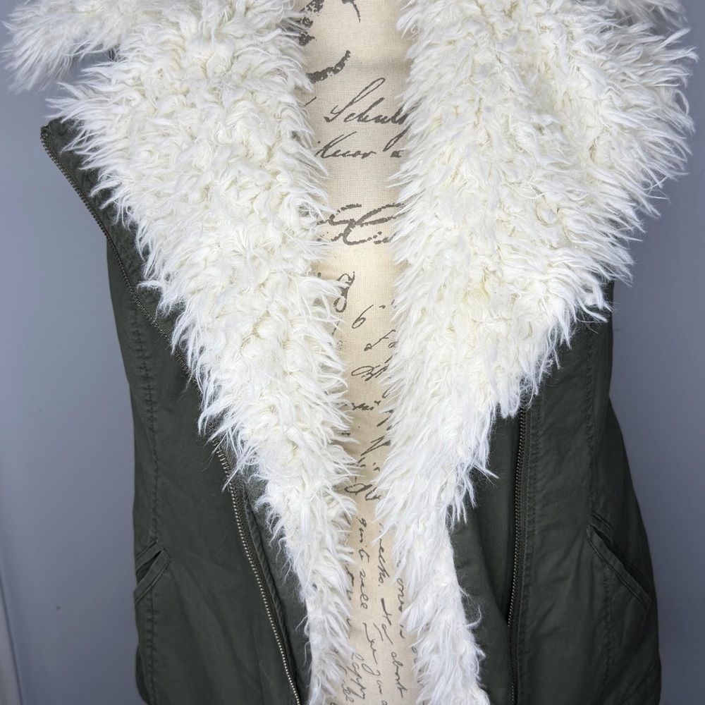 Mossimo Supply Co. Olive Utility Jacket with Faux Fur